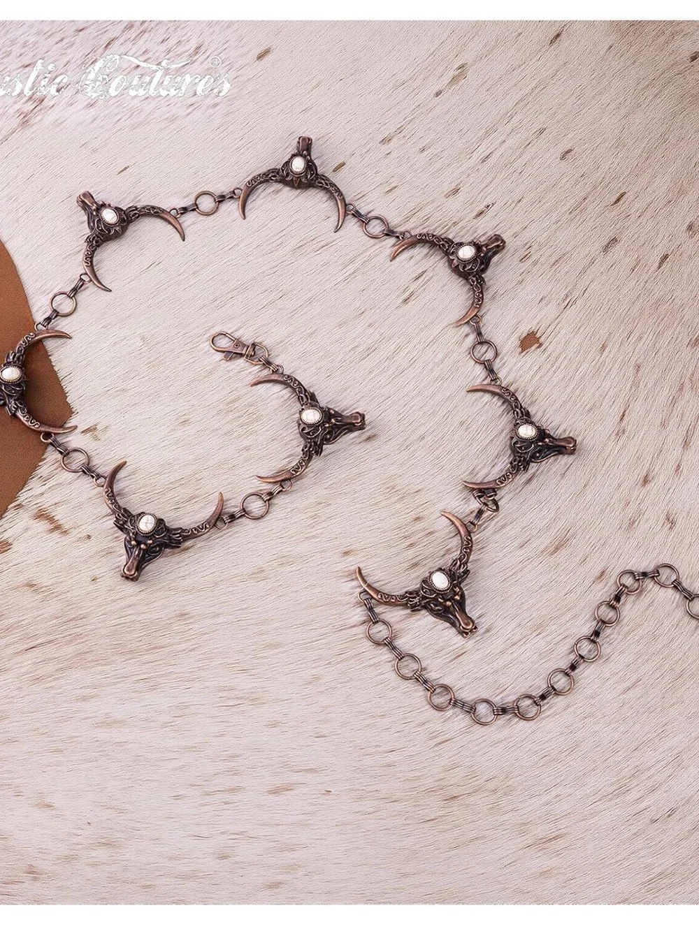 Montana West Antiqued Bronze Longhorn Chain Belt